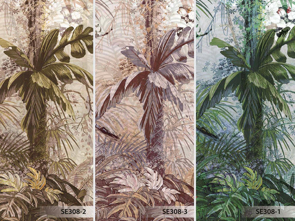 Nature Trees Wall Mural, Beige Forest Theme Wallpaper, Large Jungle Custom Size Wall Art, Non-Woven, Non-Pasted, Removable, Washable, Covering - Walloro High End Wallcoverings & More