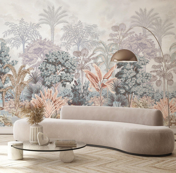 Nature Tropical Wallpaper, Green Forest Wall Mural, Custom Size Trees Wall Art, Non - Woven, Non - Pasted, Removable, Washable, Oversized Wall Paper - Adawall Wallpaper - Registered Trade Accounts Only, Wallpaper Wholesale Account - SE304-2 - Adawall Wholesale - Wallpaper Wholesaler