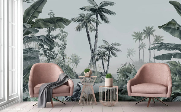 Nature Wall Mural, Palm Tree Tropical, Customized Wallpaper, Store Decor, Non - Woven, Modern Wall Paper, Non - Pasted, Washable, Removable - Adawall Wallpaper - Registered Trade Accounts Only, Wallpaper Wholesale Account - A303-2 - Adawall Wholesale - Wallpaper Wholesaler