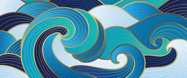 Navy Blue, Gold Abstract Wallpaper, Wavy Mural, Oversized Custom Size Wall Art, Non - Woven, Non - Adhesive, Modern Wall Paper, Removable - Adawall Wallpaper - Registered Trade Accounts Only, Wallpaper Wholesale Account - W77906 - Adawall Wholesale - Wallpaper Wholesaler
