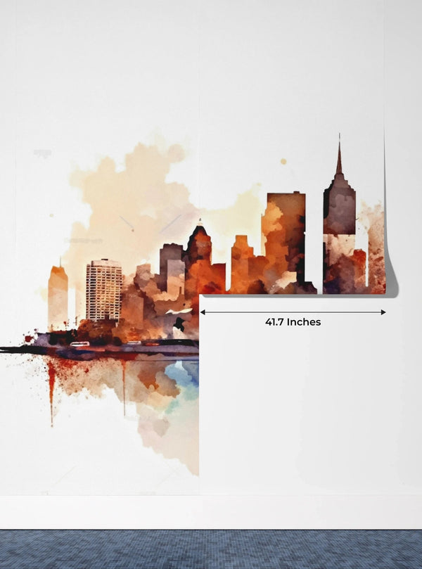 New York Wallpaper, Watercolor Mural, Oversized Custom Size Wall Art, Non - Woven, Non - Adhesive, Modern Wall Paper, Removable - Adawall Wallpaper - Registered Trade Accounts Only, Wallpaper Wholesale Account - W77819 - Adawall Wholesale - Wallpaper Wholesaler