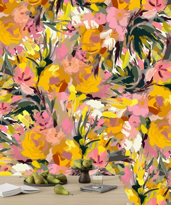 Oil Painted Floral Wallpaper, Seamless Pattern Mural, Oversized Custom Size Wall Art, Non - Woven, Non - Adhesive, Modern Wall Paper, Removable - Adawall Wallpaper - Registered Trade Accounts Only, Wallpaper Wholesale Account - W77959 - Adawall Wholesale - Wallpaper Wholesaler