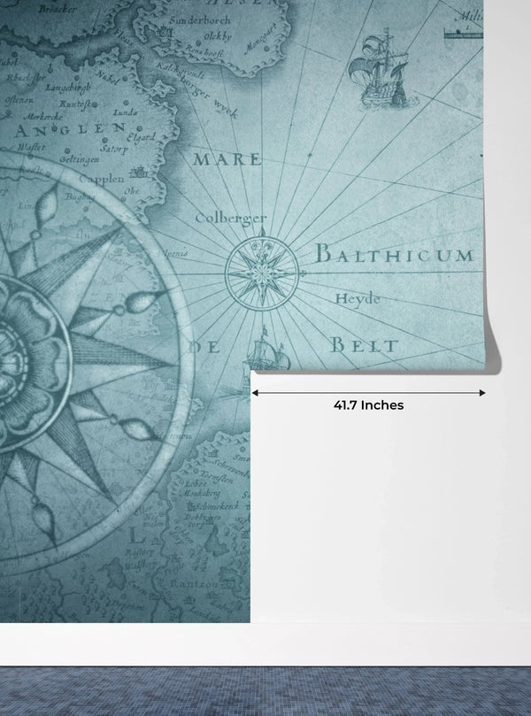 Old Blue Map Collage Wallpaper, History Mural, Oversized Custom Size Wall Art, Non - Woven, Non - Adhesive, Modern Wall Paper, Removable - Adawall Wallpaper - Registered Trade Accounts Only, Wallpaper Wholesale Account - W77787 - Adawall Wholesale - Wallpaper Wholesaler