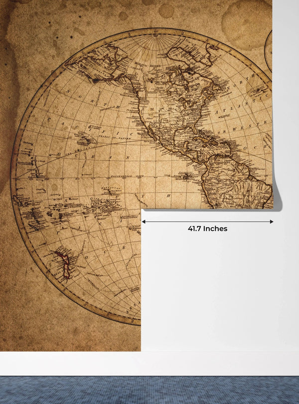 Old Geographical World Map Wallpaper, History Mural, Oversized Custom Size Wall Art, Non - Woven, Non - Adhesive, Modern Wall Paper, Removable - Adawall Wallpaper - Registered Trade Accounts Only, Wallpaper Wholesale Account - W77790 - Adawall Wholesale - Wallpaper Wholesaler