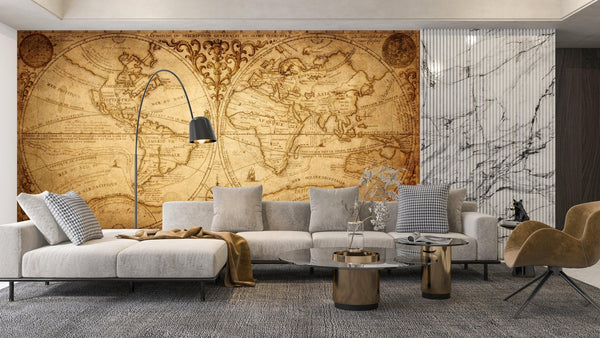 Old Geographical World Map Wallpaper, History, Voyage Mural, Oversized Custom Size Wall Art, Non - Woven, Non - Adhesive, Modern Wall Paper, Removable - Adawall Wallpaper - Registered Trade Accounts Only, Wallpaper Wholesale Account - W77791 - Adawall Wholesale - Wallpaper Wholesaler