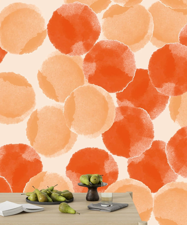 Orange Watercolor Shapes and Stains Wallpaper, Seamless Pattern Mural, Oversized Custom Size Wall Art, Non - Woven, Non - Adhesive, Modern Wall Paper, Removable - Adawall Wallpaper - Registered Trade Accounts Only, Wallpaper Wholesale Account - W78172 - Adawall Wholesale - Wallpaper Wholesaler