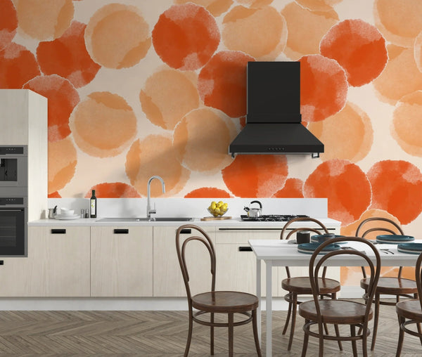 Orange Watercolor Shapes and Stains Wallpaper, Seamless Pattern Mural, Oversized Custom Size Wall Art, Non - Woven, Non - Adhesive, Modern Wall Paper, Removable - Adawall Wallpaper - Registered Trade Accounts Only, Wallpaper Wholesale Account - W78172 - Adawall Wholesale - Wallpaper Wholesaler