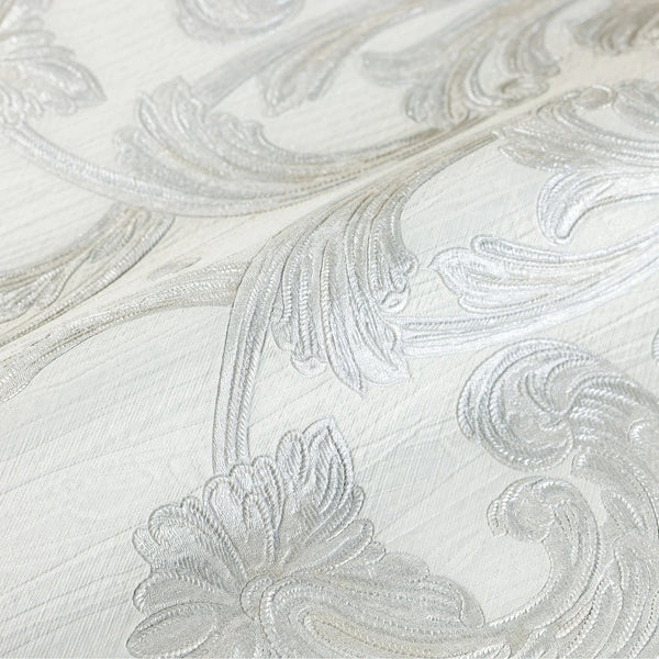 Oriental Damask Deep Embossed Wallpaper, White 3D Textured Wallcovering, Traditional, Extra Large 114 sq ft Roll, Stylish Wallpaper, Luxury Floral - Adawall Wallpaper - Registered Trade Accounts Only, Wallpaper Wholesale Account - 6808-6 - Adawall Wholesale - Wallpaper Wholesaler