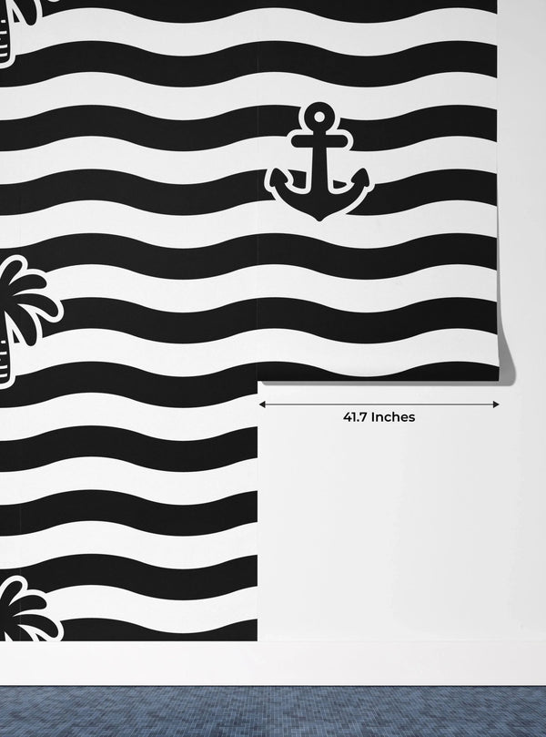Palm Tree, Anchor Wallpaper, Seamless Pattern Mural, Oversized Custom Size Wall Art, Non - Woven, Non - Adhesive, Modern Wall Paper, Removable - Adawall Wallpaper - Registered Trade Accounts Only, Wallpaper Wholesale Account - W77794 - Adawall Wholesale - Wallpaper Wholesaler