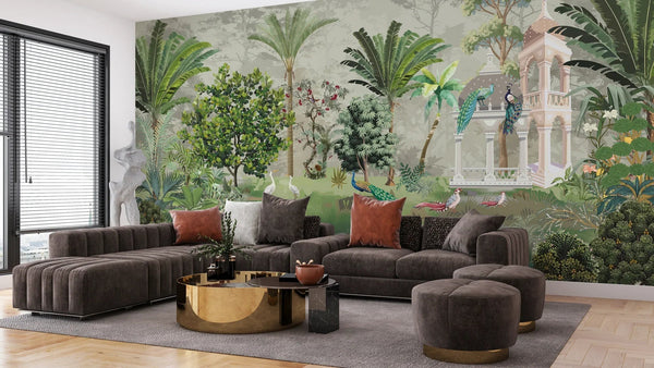 Palm Trees Tropical Wallpaper, Mughal Garden Wall Mural, Oversized Custom Size Wall Art, Non - Woven, Non - Adhesive, Modern Wall Paper, Removable - Adawall Wallpaper - Registered Trade Accounts Only, Wallpaper Wholesale Account - W77481 - Adawall Wholesale - Wallpaper Wholesaler