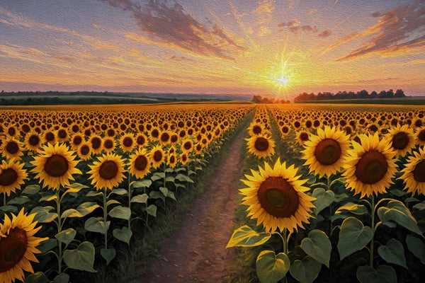 Panaroma Sunflowers, Sunset Wallpaper, Oil Painting Mural, Oversized Custom Size Wall Art, Non - Woven, Non - Adhesive, Modern Wall Paper, Removable - Adawall Wallpaper - Registered Trade Accounts Only, Wallpaper Wholesale Account - W77610 - Adawall Wholesale - Wallpaper Wholesaler