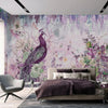 Peacock Forest Wall Mural, Purple Scenic Non - Woven Nature Theme Large Wall Poster, Non - Adhesive Modern Jungle Wall Art - Adawall Wallpaper - Registered Trade Accounts Only, Wallpaper Wholesale Account - A300-1 - Adawall Wholesale - Wallpaper Wholesaler