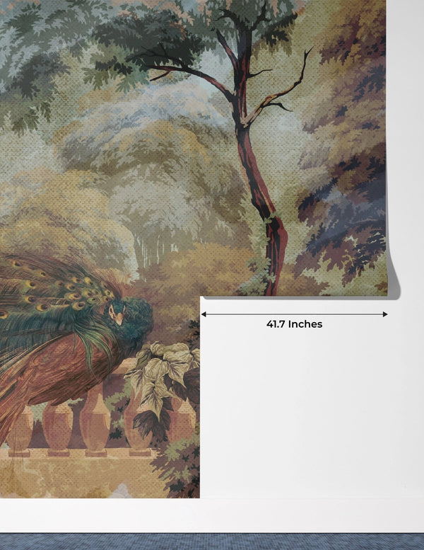 Peacock Wallpaper, Vintage Drawing Mural, Oversized Custom Size Wall Art, Non - Woven, Non - Adhesive, Modern Wall Paper, Removable - Adawall Wallpaper - Registered Trade Accounts Only, Wallpaper Wholesale Account - W77509 - Adawall Wholesale - Wallpaper Wholesaler