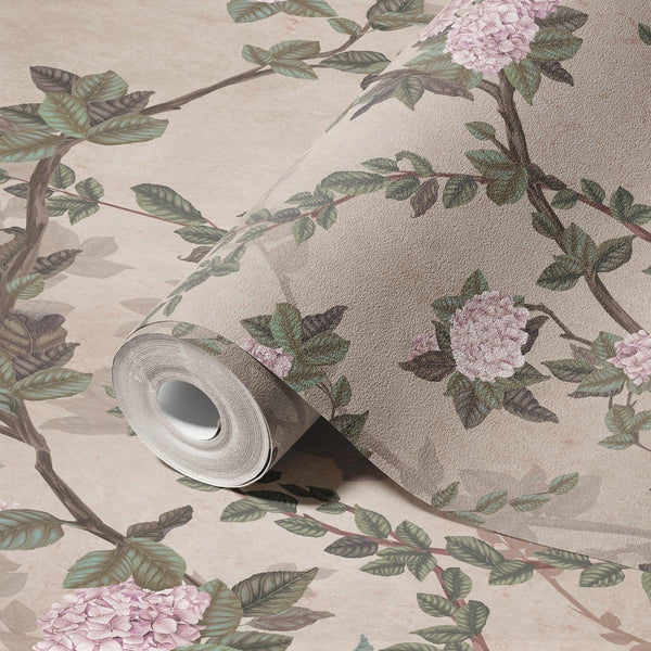 Peony Chinoiserie Blossom Wall Mural, Light Green Floral Bloom Wallpaper, Oversized Contemporary Custom Size Wall Art, Non-Woven, Non-Pasted, Removable - Walloro High End Wallcoverings & More