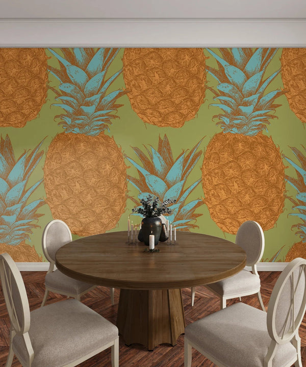 Pineapples Wallpaper, Seamless Pattern Mural, Oversized Custom Size Wall Art, Non - Woven, Non - Adhesive, Modern Wall Paper, Removable - Adawall Wallpaper - Registered Trade Accounts Only, Wallpaper Wholesale Account - W78103 - Adawall Wholesale - Wallpaper Wholesaler