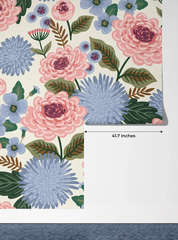 Pink and Blue Floral Wallpaper, Seamless Pattern Mural, Oversized Custom Size Wall Art, Non - Woven, Non - Adhesive, Modern Wall Paper, Removable - Adawall Wallpaper - Registered Trade Accounts Only, Wallpaper Wholesale Account - W78037 - Adawall Wholesale - Wallpaper Wholesaler