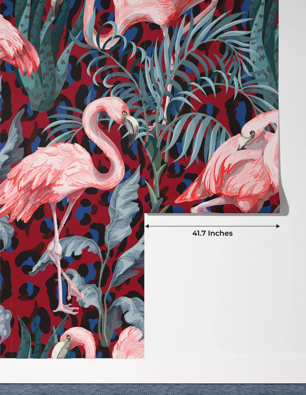 Pink Flamingo Wallpaper, Seamless Pattern Mural, Oversized Custom Size Wall Art, Non - Woven, Non - Adhesive, Modern Wall Paper, Removable - Adawall Wallpaper - Registered Trade Accounts Only, Wallpaper Wholesale Account - W77493 - Adawall Wholesale - Wallpaper Wholesaler
