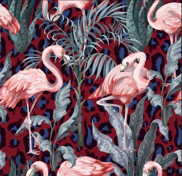 Pink Flamingo Wallpaper, Seamless Pattern Mural, Oversized Custom Size Wall Art, Non - Woven, Non - Adhesive, Modern Wall Paper, Removable - Adawall Wallpaper - Registered Trade Accounts Only, Wallpaper Wholesale Account - W77493 - Adawall Wholesale - Wallpaper Wholesaler