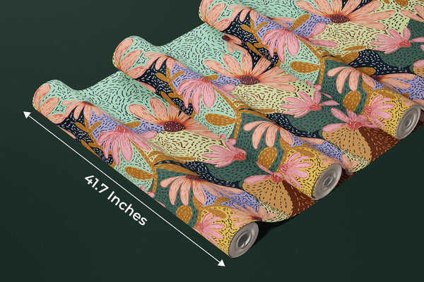 Pink Floral Wallpaper, Vintage Style Mural, Oversized Custom Size Wall Art, Non - Woven, Non - Adhesive, Modern Wall Paper, Removable - Adawall Wallpaper - Registered Trade Accounts Only, Wallpaper Wholesale Account - W77646 - Adawall Wholesale - Wallpaper Wholesaler
