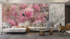 Pink Flowers Wallpaper, Through Glass, Water Drops Mural, Oversized Custom Size Wall Art, Non - Woven, Non - Adhesive, Modern Wall Paper, Removable - Adawall Wallpaper - Registered Trade Accounts Only, Wallpaper Wholesale Account - W78111 - Adawall Wholesale - Wallpaper Wholesaler