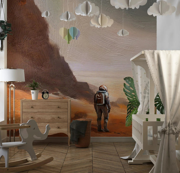Planet Mars Wallpaper, Cosmonaut, Desert Mural, Oversized Custom Size Wall Art, Non - Woven, Non - Adhesive, Modern Wall Paper, Removable - Adawall Wallpaper - Registered Trade Accounts Only, Wallpaper Wholesale Account - W77823 - Adawall Wholesale - Wallpaper Wholesaler