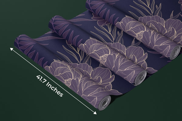 Purple Flowers Wallpaper, Big Leaves Mural, Oversized Custom Size Wall Art, Non - Woven, Non - Adhesive, Modern Wall Paper, Removable - Adawall Wallpaper - Registered Trade Accounts Only, Wallpaper Wholesale Account - W77932 - Adawall Wholesale - Wallpaper Wholesaler