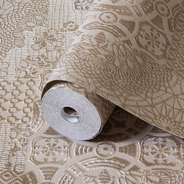 Quilted 3D Embossed Wallpaper, Beige, Flocked Rich Textured Velvet Feel Luxury Wallcovering, Vintage Washed Patchwork Style, Non - Woven - Adawall Wallpaper - Registered Trade Accounts Only, Wallpaper Wholesale Account - 1409-3 - Adawall Wholesale - Wallpaper Wholesaler