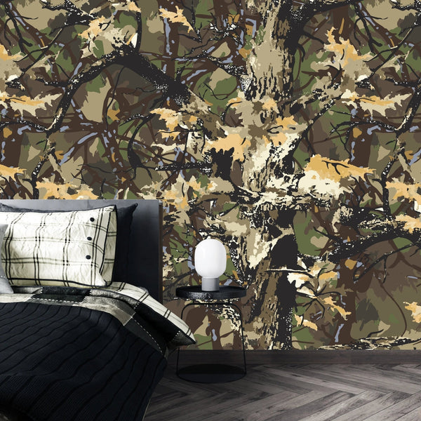Real Tree Forest Camouflage Wallpaper, Seamless Pattern Mural, Oversized Custom Size Wall Art, Non - Woven, Non - Adhesive, Modern Wall Paper, Removable - Adawall Wallpaper - Registered Trade Accounts Only, Wallpaper Wholesale Account - W77977 - Adawall Wholesale - Wallpaper Wholesaler