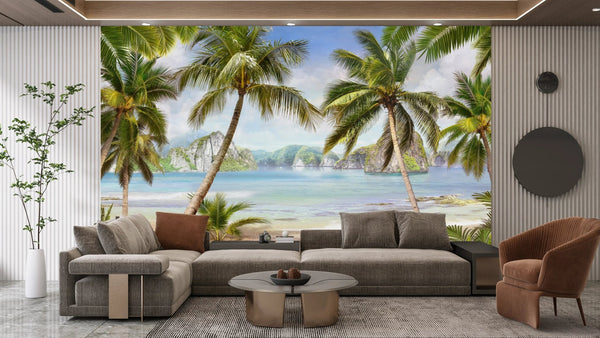 Realistic Beach Wallpaper, Landscape Mural, Oversized Custom Size Wall Art, Non - Woven, Non - Adhesive, Modern Wall Paper, Removable - Adawall Wallpaper - Registered Trade Accounts Only, Wallpaper Wholesale Account - W77991 - Adawall Wholesale - Wallpaper Wholesaler