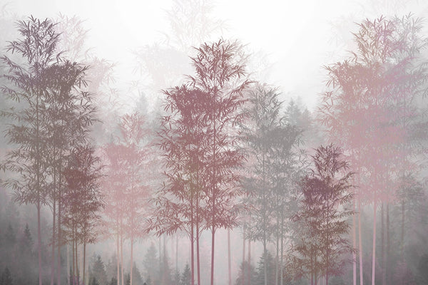 Red and Gray Trees Wallpaper, Foggy Forest Mural, Oversized Custom Size Wall Art, Non - Woven, Non - Adhesive, Modern Wall Paper, Removable - Adawall Wallpaper - Registered Trade Accounts Only, Wallpaper Wholesale Account - W78147 - Adawall Wholesale - Wallpaper Wholesaler