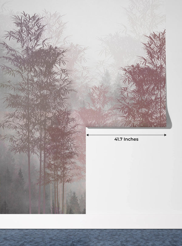 Red and Gray Trees Wallpaper, Foggy Forest Mural, Oversized Custom Size Wall Art, Non - Woven, Non - Adhesive, Modern Wall Paper, Removable - Adawall Wallpaper - Registered Trade Accounts Only, Wallpaper Wholesale Account - W78147 - Adawall Wholesale - Wallpaper Wholesaler