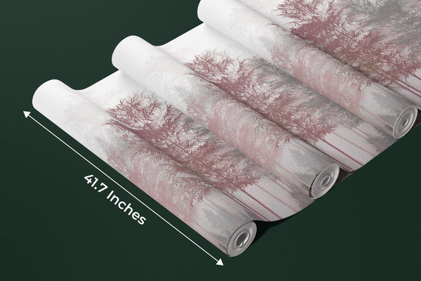 Red and Gray Trees Wallpaper, Foggy Forest Mural, Oversized Custom Size Wall Art, Non - Woven, Non - Adhesive, Modern Wall Paper, Removable - Adawall Wallpaper - Registered Trade Accounts Only, Wallpaper Wholesale Account - W78147 - Adawall Wholesale - Wallpaper Wholesaler