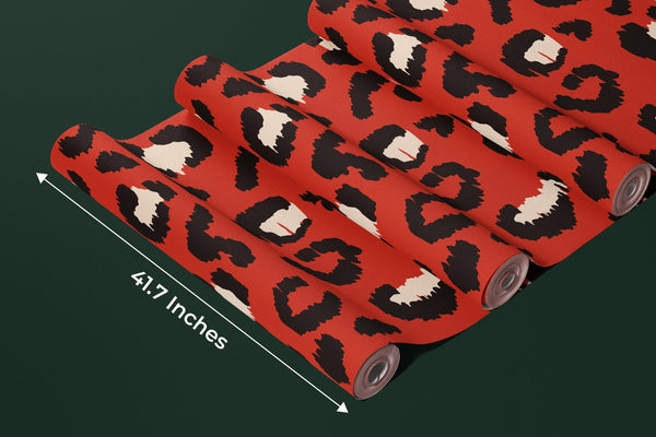 Red Leopard Skin Wallpaper, Seamless Pattern Mural, Oversized Custom Size Wall Art, Non - Woven, Non - Adhesive, Modern Wall Paper, Removable - Adawall Wallpaper - Registered Trade Accounts Only, Wallpaper Wholesale Account - W77681 - Adawall Wholesale - Wallpaper Wholesaler