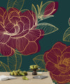 Red Rose Wallpaper, Green Background Mural, Oversized Custom Size Wall Art, Non - Woven, Non - Adhesive, Modern Wall Paper, Removable - Adawall Wallpaper - Registered Trade Accounts Only, Wallpaper Wholesale Account - W77930 - Adawall Wholesale - Wallpaper Wholesaler