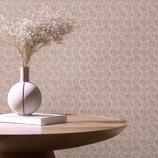 Round Geometric Shapes Deep Embossed Wallpaper, Light Brown Shiny Surface Textured Wall Accent Decor - Adawall Wallpaper - Registered Trade Accounts Only, Wallpaper Wholesale Account - 23201-4 - Adawall Wholesale - Wallpaper Wholesaler