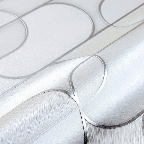 Rounded Shapes 3D Embossed Wallpaper, White Velvet Flocked Geometric Elegant Wallcovering - Adawall Wallpaper - Registered Trade Accounts Only, Wallpaper Wholesale Account - 1514-1 - Adawall Wholesale - Wallpaper Wholesaler