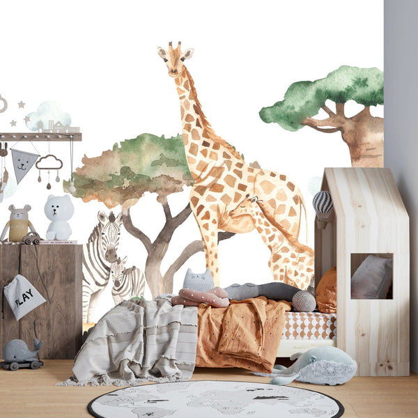 Savannah Watercolor Wallpaper, Seamless Pattern Mural, Oversized Custom Size Wall Art, Non - Woven, Non - Adhesive, Modern Wall Paper, Removable - Adawall Wallpaper - Registered Trade Accounts Only, Wallpaper Wholesale Account - W77954 - Adawall Wholesale - Wallpaper Wholesaler