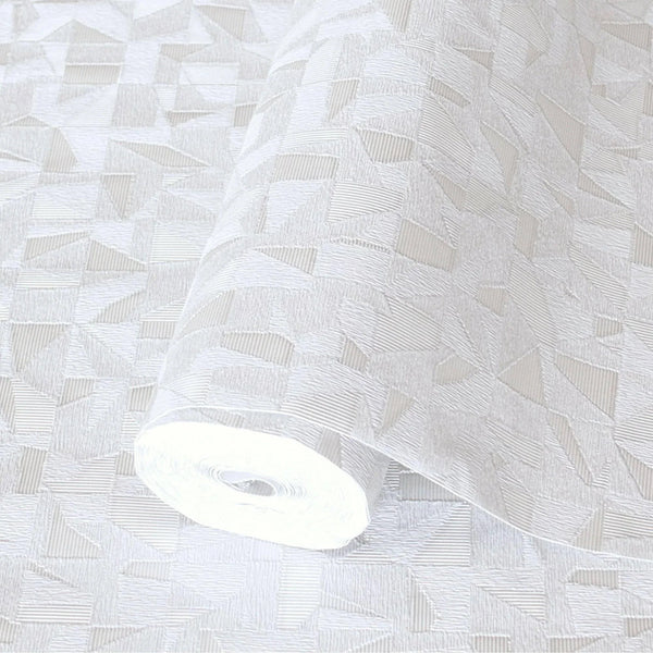 Shimmering Geometric Shapes Wallpaper, Cream Deep Embossed Asymmetrical Design Wallcovering - Adawall Wallpaper - Registered Trade Accounts Only, Wallpaper Wholesale Account - 1512-1 - Adawall Wholesale - Wallpaper Wholesaler