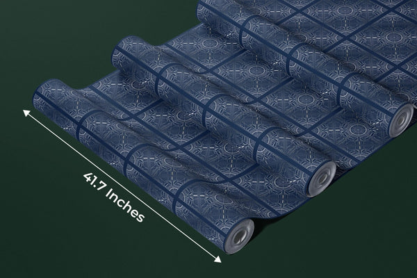 Silver Art Deco Wallpaper, Dark Blue Background Mural, Oversized Custom Size Wall Art, Non - Woven, Non - Adhesive, Modern Wall Paper, Removable - Adawall Wallpaper - Registered Trade Accounts Only, Wallpaper Wholesale Account - W77803 - Adawall Wholesale - Wallpaper Wholesaler