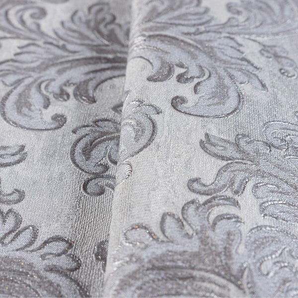 Silver Rich Baroque Damask Wallpaper Deep Embossed Shimmering Vintage Design - Walloro High End Wallcoverings & More
