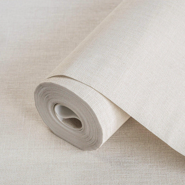 Solid Color Linen Textured Wallpaper, Light Beige Modern Neutral Colors Non-Pasted Wallcovering - Walloro High End Wallcoverings & More