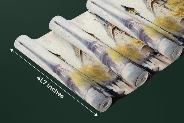 Spring in Paris Watercolor Wallpaper, Eiffel Tower Mural, Oversized Custom Size Wall Art, Non - Woven, Non - Adhesive, Modern Wall Paper, Removable - Adawall Wallpaper - Registered Trade Accounts Only, Wallpaper Wholesale Account - W77821 - Adawall Wholesale - Wallpaper Wholesaler