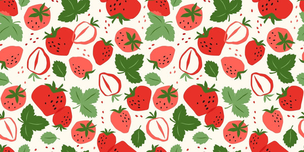 Strawberries, White Background Wallpaper, Seamless Pattern Mural, Oversized Custom Size Wall Art, Non - Woven, Non - Adhesive, Modern Wall Paper, Removable - Adawall Wallpaper - Registered Trade Accounts Only, Wallpaper Wholesale Account - W78044 - Adawall Wholesale - Wallpaper Wholesaler