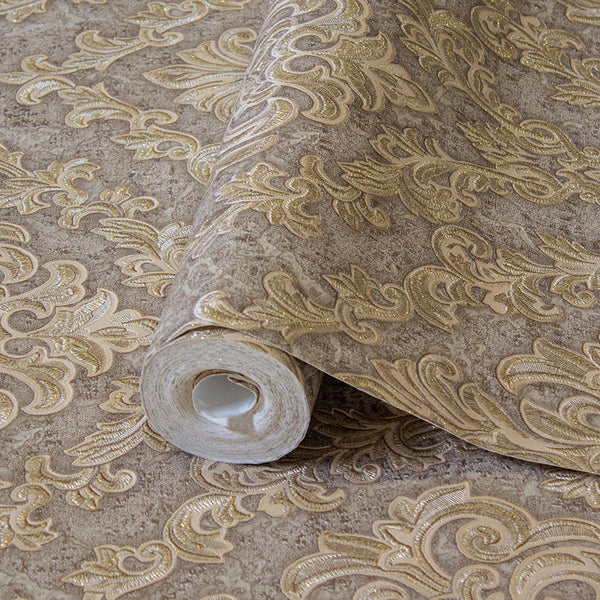 Stylish Baroque Deep Embossed Wallpaper, Tan, Brown Timeless Damask Ornate Patterns Sparkling Wallcovering, Elegant Washed Colors Design - Adawall Wallpaper - Registered Trade Accounts Only, Wallpaper Wholesale Account - 1405-4 - Adawall Wholesale - Wallpaper Wholesaler