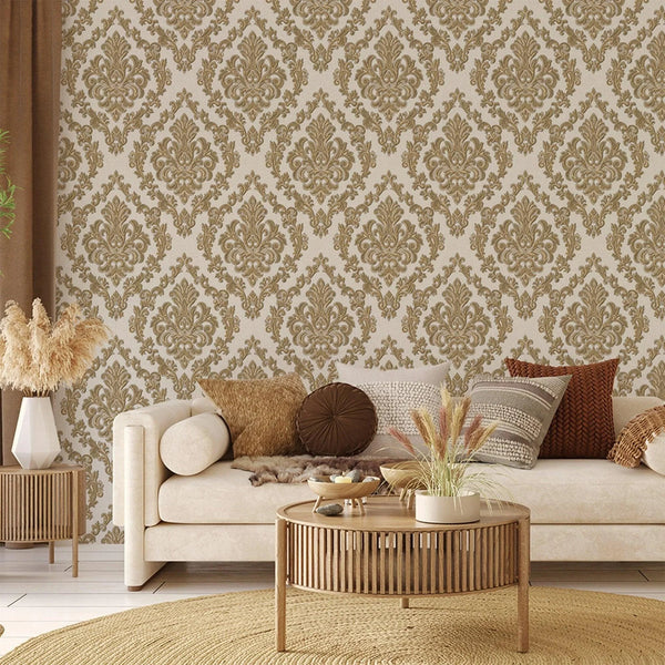 Stylish Baroque Deep Embossed Wallpaper, White, Gold, Timeless Damask Ornate Patterns Sparkling Wallcovering, Elegant Washed Colors Design - Adawall Wallpaper - Registered Trade Accounts Only, Wallpaper Wholesale Account - 1405-5 - Adawall Wholesale - Wallpaper Wholesaler