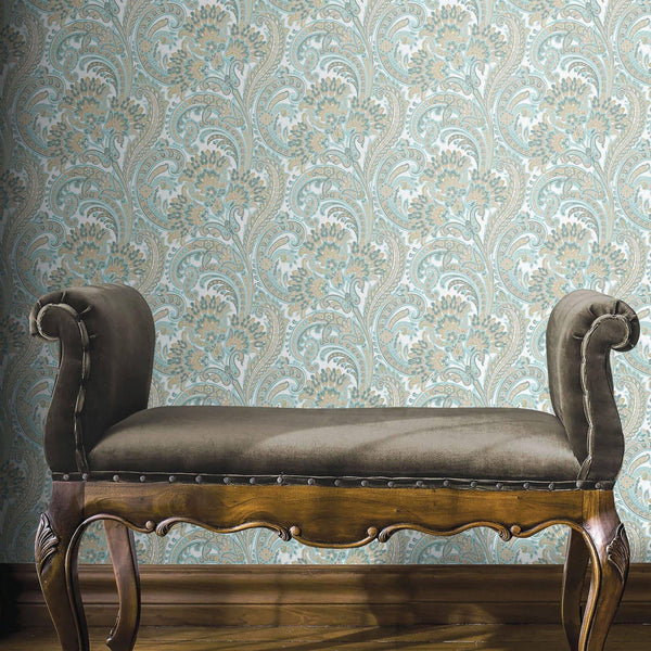Stylish Paisley Wallpaper, Textured Wallcovering, Large 114 sq ft Roll, Washable, Home Wall Decor, Accent Wall Paper, Washable, Blue Brown - Adawall Wallpaper - Registered Trade Accounts Only, Wallpaper Wholesale Account - 4711-1 - Adawall Wholesale - Wallpaper Wholesaler