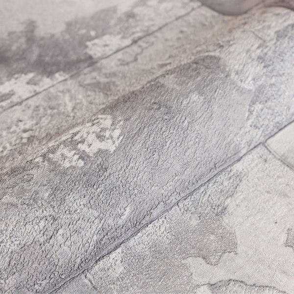 Stylish Rusted Gray Stone Metallic Wallpaper, Realistic 3D Embossed Industrial Wall Decor, Aesthetic Wallcovering - Walloro High End Wallcoverings & More