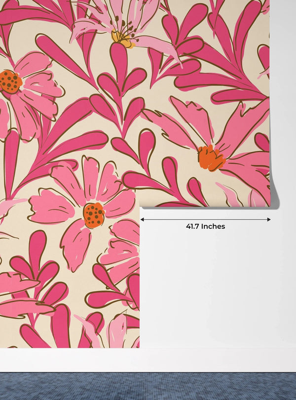 Summer Tropical Pink Wallpaper, Seamless Pattern Mural, Oversized Custom Size Wall Art, Non - Woven, Non - Adhesive, Modern Wall Paper, Removable - Adawall Wallpaper - Registered Trade Accounts Only, Wallpaper Wholesale Account - W78007 - Adawall Wholesale - Wallpaper Wholesaler