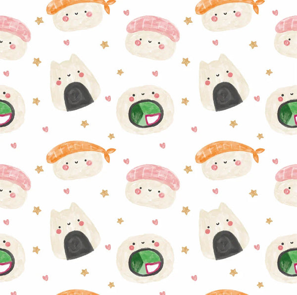 Sushi Kawaii Watercolor Food Wallpaper, Seamless Pattern Mural, Oversized Custom Size Wall Art, Non - Woven, Non - Adhesive, Modern Wall Paper, Removable - Adawall Wallpaper - Registered Trade Accounts Only, Wallpaper Wholesale Account - W77534 - Adawall Wholesale - Wallpaper Wholesaler