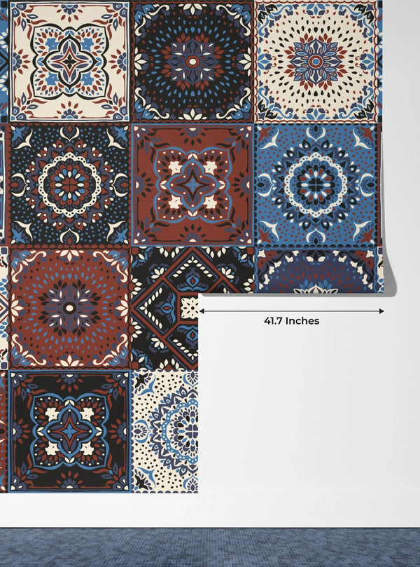 Talavera Ethnic Wallpaper, Seamless Pattern Mural, Oversized Custom Size Wall Art, Non - Woven, Non - Adhesive, Modern Wall Paper, Removable - Adawall Wallpaper - Registered Trade Accounts Only, Wallpaper Wholesale Account - W77678 - Adawall Wholesale - Wallpaper Wholesaler